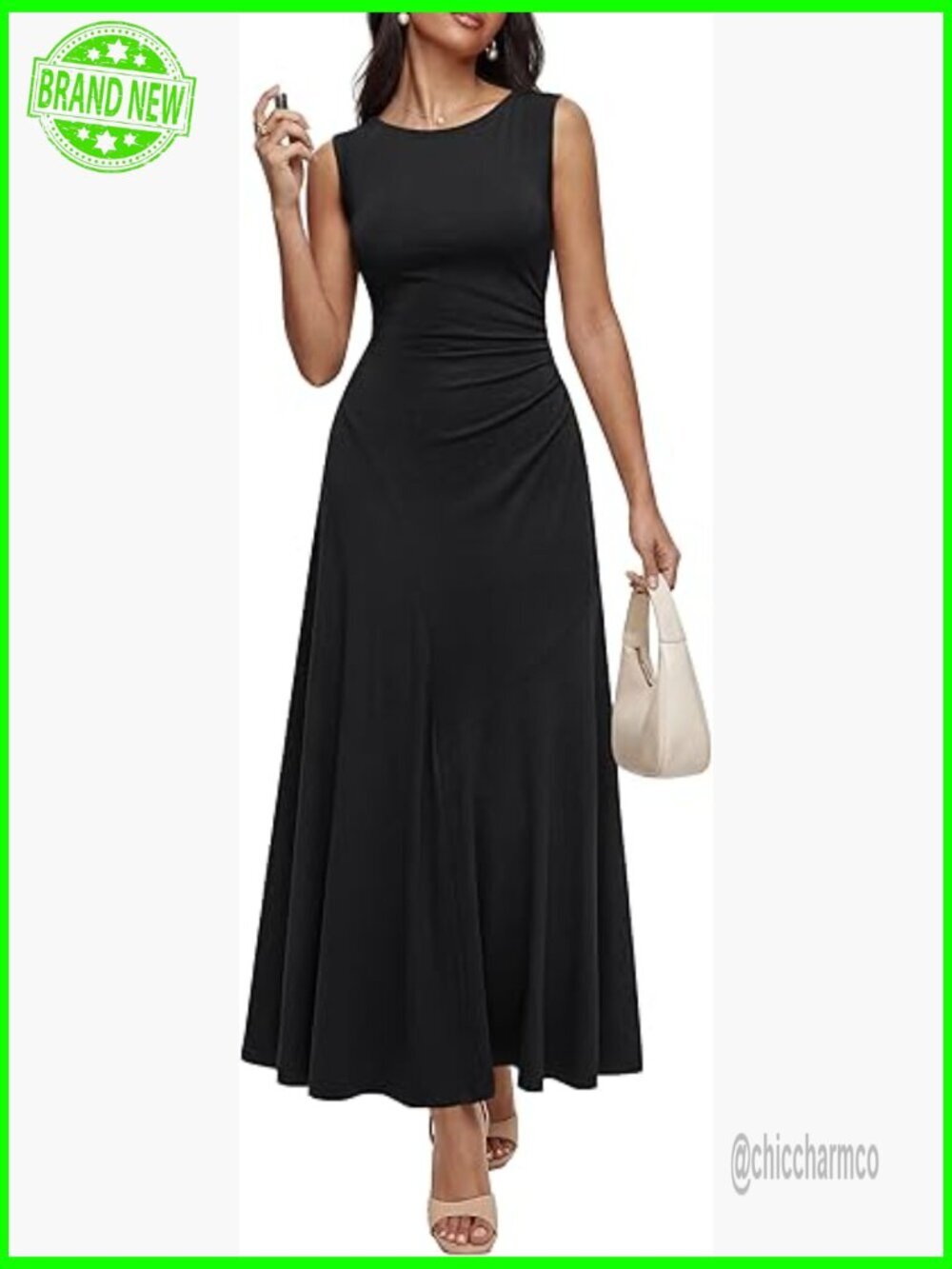 Sleeveless Maxi Dress Ruched A-Line Flowy Tank Beach Vacation